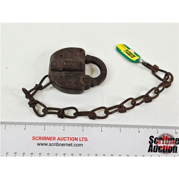 Vintage Adlake Heavy-Duty Railroad Switch Lock w/Chain (Note : No Key)