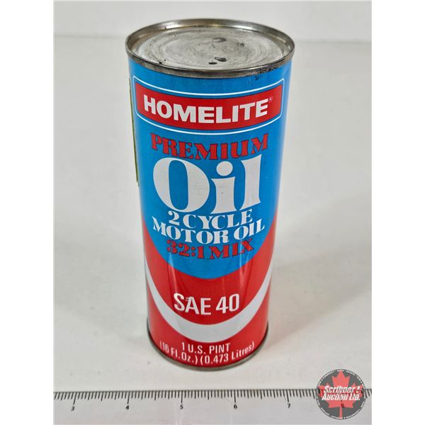 HOMELITE 2 Cycle Motor Oil Can : (Full) (Measures : 6-1/4"H x 2-1/2"Dia)