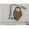 Image 1 : Antique Heart-Shaped Cast Brass Padlock w/Chain (Note : No Key)