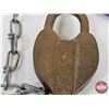 Image 2 : Antique Heart-Shaped Cast Brass Padlock w/Chain (Note : No Key)