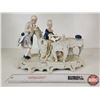 Image 1 : Vintage Victorian Porcelain Figurine : Blue & White w/Gold Accents - Couple at a Piano (Note : Sever