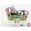 Image 1 : Vintage J.Chein & Company Tin Litho Roller Coaster w/New Belt and 2 Cars (1950's Toy) (Measures : 10