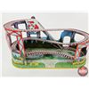 Image 2 : Vintage J.Chein & Company Tin Litho Roller Coaster w/New Belt and 2 Cars (1950's Toy) (Measures : 10