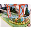 Image 3 : Vintage J.Chein & Company Tin Litho Roller Coaster w/New Belt and 2 Cars (1950's Toy) (Measures : 10