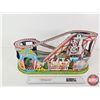 Image 5 : Vintage J.Chein & Company Tin Litho Roller Coaster w/New Belt and 2 Cars (1950's Toy) (Measures : 10