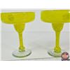 Image 3 : Hand-Blown Margarita Glasses (2): (Yellow) (Measure : 6-3/4"H)