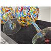 Image 4 : Hand-Blown Margarita Glasses (2): (Confetti Pattern) (Measure : 6-3/4"H)