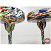 Image 6 : Hand-Blown Margarita Glasses (2): (Confetti Pattern) (Measure : 6-3/4"H)