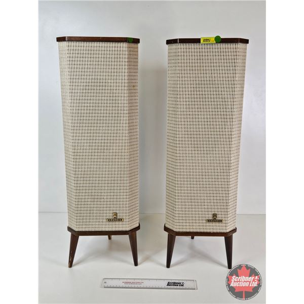Retro Teak Floor Speakers (2) : Grundig : (Mid-Century Modern : 1960's) : Manufactured in West Germa