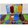 Image 11 : Stain Glass Panels (5) : (Amber Glass Broken in One Panel) (Each Measures : 7-1/2"H x 13-1/4"W)