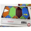 Image 4 : Stain Glass Panels (5) : (Amber Glass Broken in One Panel) (Each Measures : 7-1/2"H x 13-1/4"W)