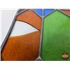 Image 5 : Stain Glass Panels (5) : (Amber Glass Broken in One Panel) (Each Measures : 7-1/2"H x 13-1/4"W)