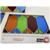 Image 6 : Stain Glass Panels (5) : (Amber Glass Broken in One Panel) (Each Measures : 7-1/2"H x 13-1/4"W)