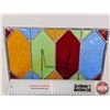 Image 7 : Stain Glass Panels (5) : (Amber Glass Broken in One Panel) (Each Measures : 7-1/2"H x 13-1/4"W)