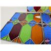 Image 9 : Stain Glass Panels (5) : (Amber Glass Broken in One Panel) (Each Measures : 7-1/2"H x 13-1/4"W)