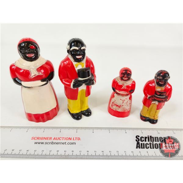 Two Sets of Black Americana Salt & Pepper Shakers  - Tallest Set "Aunt Jemima & Uncle Mose" (Measure