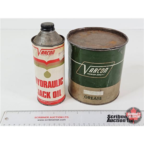 VARCON COMBO (2) :  - Grease Can  - Hydraulic Jack Oil Can (Partially Full) (Largest Measures : 5-1/