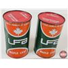Image 3 : UFA Automatic Transmission Fluid Cans (2) : Maple Leaf (Both Full) (Both Measure : 6-1/2"H x 4"Dia)
