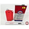 Image 1 : ESSO Oil Cans (2) : - Gear Oil (Partially Full) (Measures : 11-1/2"H x 6-3/4"W x 4"D) - Outboard Eas