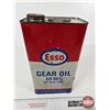 Image 8 : ESSO Oil Cans (2) : - Gear Oil (Partially Full) (Measures : 11-1/2"H x 6-3/4"W x 4"D) - Outboard Eas