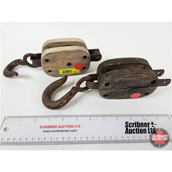 Block & Tackle Pulleys (2) : (Cast Iron Hooks)