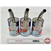 Image 2 : GULF Oil Cans (3) : XHD Motor Oil w/Carter Temro Lube Pouring Spouts (2) & PLEWS Pouring Spout (All 