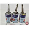 Image 4 : GULF Oil Cans (3) : XHD Motor Oil w/Carter Temro Lube Pouring Spouts (2) & PLEWS Pouring Spout (All 