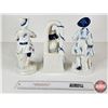 Image 3 : Vintage Victorian Porcelain Figurines (3) : Blue & White w/Gold Accents - Gentleman w/His Dog - Lady