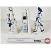 Image 4 : Vintage Victorian Porcelain Figurines (3) : Blue & White w/Gold Accents - Gentleman w/His Dog - Lady