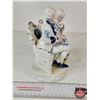 Image 2 : Vintage Victorian Porcelain Figurine : Blue & White w/Gold Accents : Courting Couple (Measures : 8"H