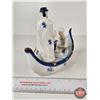 Image 5 : Vintage Victorian Porcelain Figurine : Blue & White w/Gold Accents : In The Gondola (Measures : 6-3/