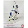 Image 4 : Vintage Victorian Porcelain Figurine : Blue & White w/Gold Accents : Lady on Horse (Measures : 9"H x