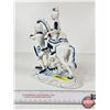 Image 5 : Vintage Victorian Porcelain Figurine : Blue & White w/Gold Accents : Lady on Horse (Measures : 9"H x