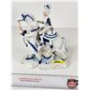 Image 6 : Vintage Victorian Porcelain Figurine : Blue & White w/Gold Accents : Lady on Horse (Measures : 9"H x