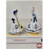 Image 2 : Vintage Victorian Porcelain Music Boxes (2) : Blue & White w/Gold Accents : Ladies (Note : One Music