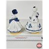 Image 3 : Vintage Victorian Porcelain Music Boxes (2) : Blue & White w/Gold Accents : Ladies (Note : One Music