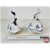 Image 4 : Vintage Victorian Porcelain Music Boxes (2) : Blue & White w/Gold Accents : Ladies (Note : One Music