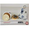 Image 5 : Vintage Victorian Porcelain Music Boxes (2) : Blue & White w/Gold Accents : Ladies (Note : One Music