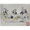 Image 1 : Vintage Victorian Porcelain Figurines (3) : Blue & White w/Gold Accents - Boy Eating Watermelon - Co