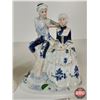 Image 2 : Vintage Victorian Porcelain Figurines (3) : Blue & White w/Gold Accents - Boy Eating Watermelon - Co