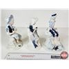 Image 5 : Vintage Victorian Porcelain Figurines (3) : Blue & White w/Gold Accents - Boy Eating Watermelon - Co