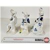 Image 7 : Vintage Victorian Porcelain Figurines (3) : Blue & White w/Gold Accents - Boy Eating Watermelon - Co