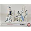 Image 4 : Vintage Victorian Porcelain Figurines (3) : Blue & White w/Gold Accents : Ladies & Umbrella's (Talle