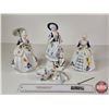 Image 1 : Vintage Victorian Porcelain Figurines (2) : Blue & White w/Gold Accents : Lady & Gentleman Seated (T