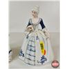 Image 2 : Vintage Victorian Porcelain Figurines (2) : Blue & White w/Gold Accents : Lady & Gentleman Seated (T