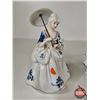 Image 4 : Vintage Victorian Porcelain Figurines (2) : Blue & White w/Gold Accents : Lady & Gentleman Seated (T