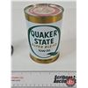 Image 4 : Oil Combo (2) : Quaker State Super Blend Oil Can (Full) w/Enamel Funnel (Oil Can Measures : 6"H x 4"
