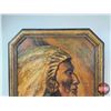 Image 2 : Framed Canvas Painting : Native American Chief (NOTE : Tear on Painting) (Measures : 22-1/2"H x 16-1