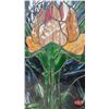 Image 4 : Framed Stained Glass : Tiffany Style Flower Motif (Measures : 25-5/8"H x 23-1/2"W)