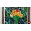 Image 7 : Framed Stained Glass : Tiffany Style Flower Motif (Measures : 25-5/8"H x 23-1/2"W)